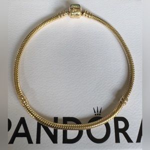 100% Authentic PANDORA Moments Snake  Bracelet 14k Yellow Gold 8.3”